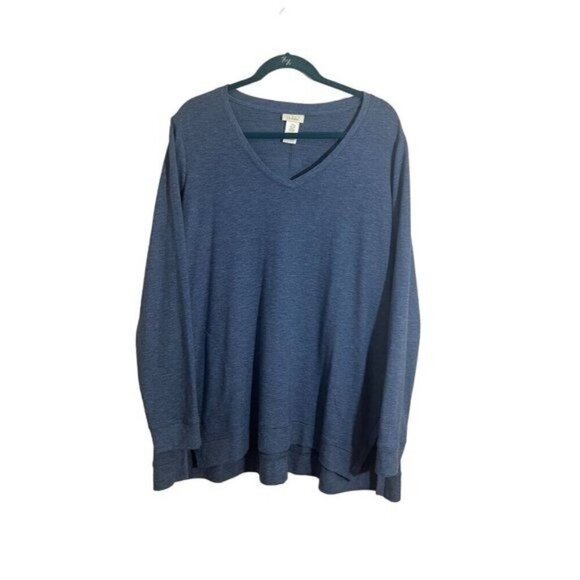 Logo Sweatshirt Women 1X Blue Tunic Stretch Neutral Summer Beach Minimalist 80s - Picture 1 of 11